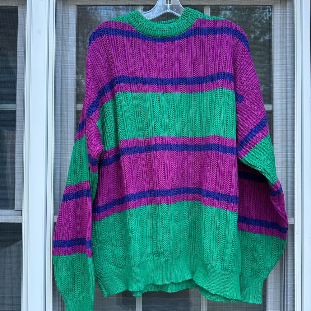 Vintage Nautica Striped Sweater Crewneck Pullover Knit Size XL USA